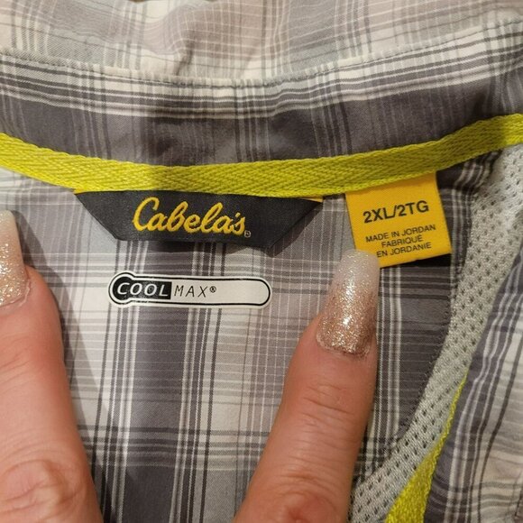 Cabelas 2XL CoolMax Mens Plaid Button-Up Shirt Gray & White - Picture 5 of 5